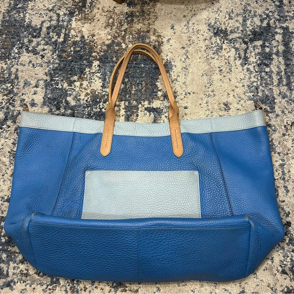 Cole Haan Two-Tone Blue Snap-Button Tote Bag